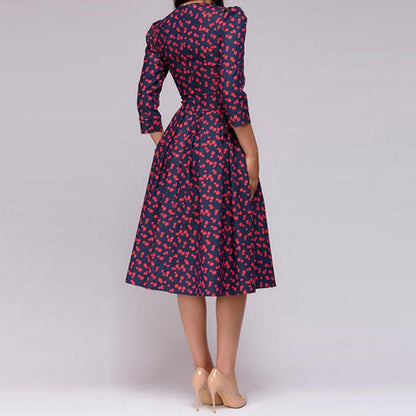 FLORENCE - Midi-jurk met bloemenprint en praktische zakken