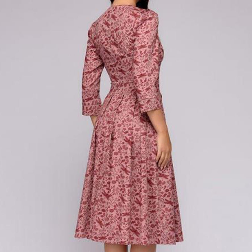 FLORENCE - Midi-jurk met bloemenprint en praktische zakken