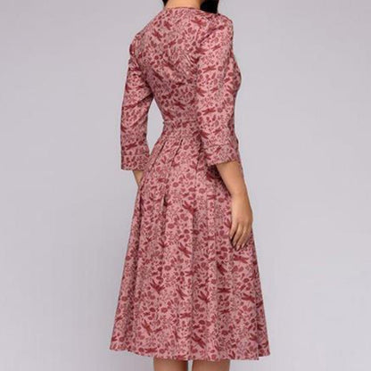 FLORENCE - Midi-jurk met bloemenprint en praktische zakken