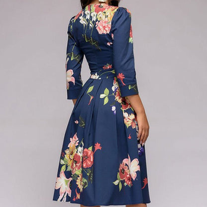 FLORENCE - Midi-jurk met bloemenprint en praktische zakken
