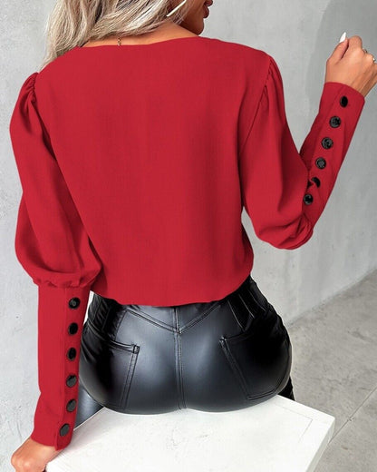 ELISE - Damesblouse met Gigot Mouwen en Knoopjes