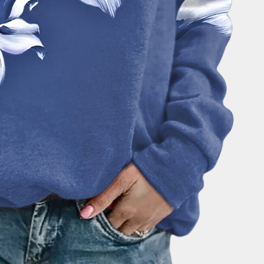Dames sweatshirt met zachte bloemenprint en comfortabele pasvorm – FLORYA BloomSoft - Glamorix