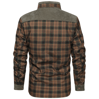 HARRIS - Herenjas met rustieke geruite knoopsluiting en corduroy accenten