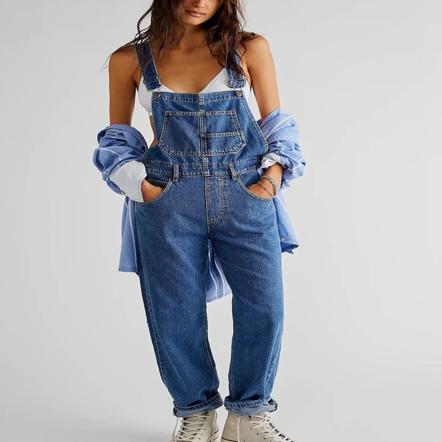 Casual denim tuinbroek met relaxed fit voor dames – IndiDune - Glamorix
