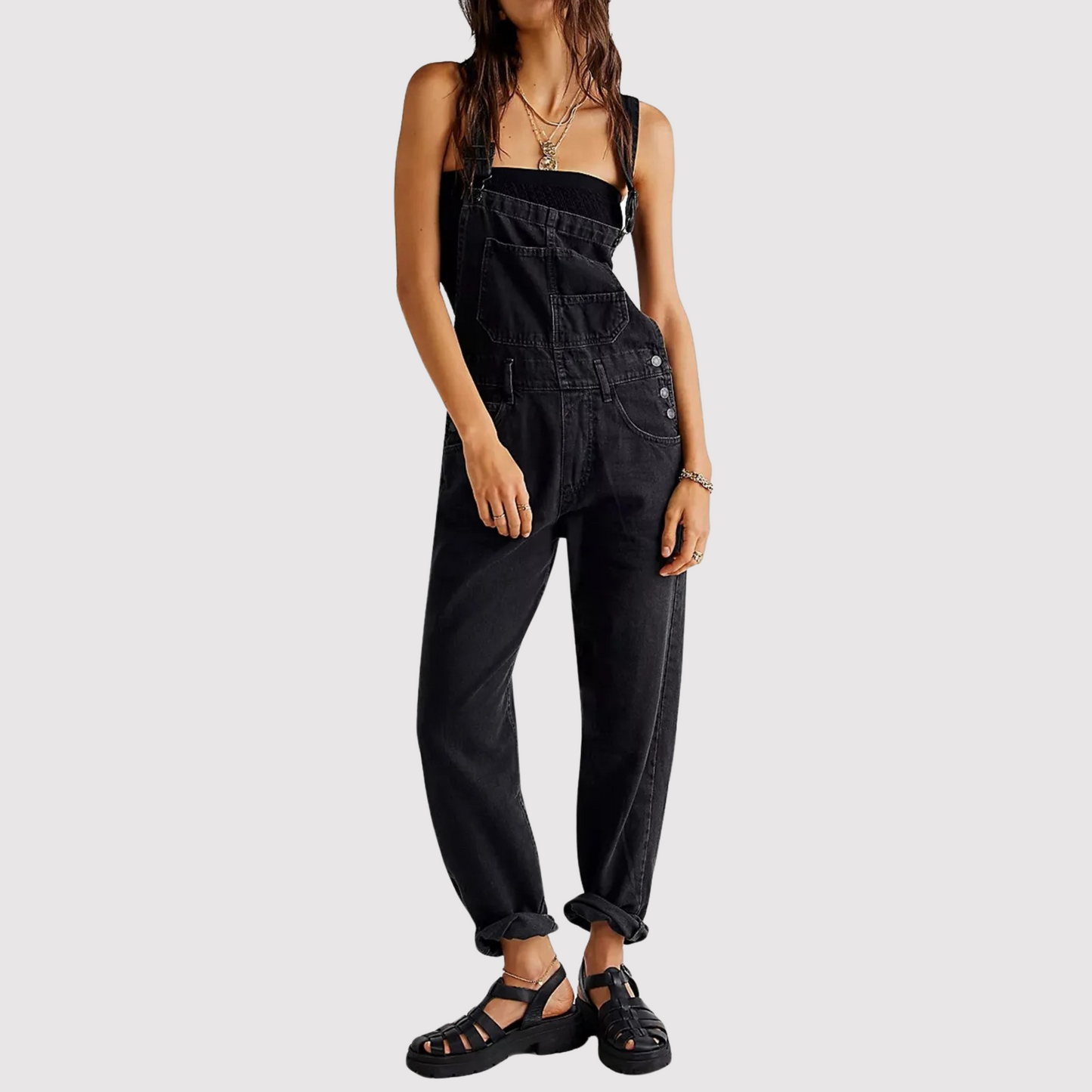 Casual denim tuinbroek met relaxed fit voor dames – IndiDune - Glamorix
