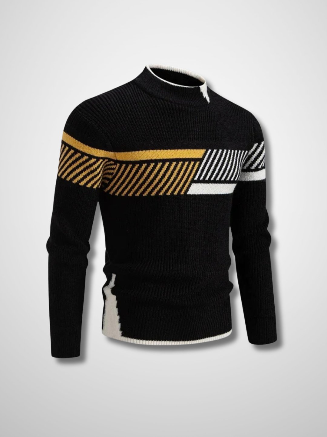 CALEB - Heren patchwork gebreide trui met unieke stijl