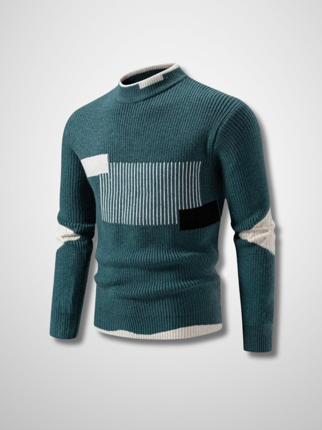 CALEB - Heren patchwork gebreide trui met unieke stijl