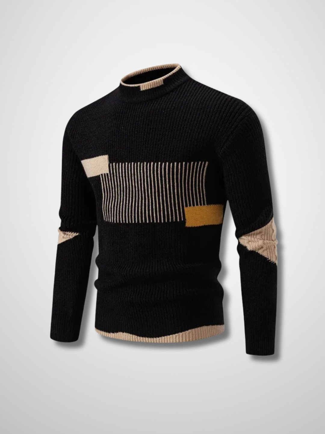 CALEB - Heren patchwork gebreide trui met unieke stijl