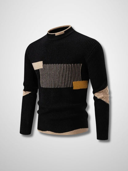 CALEB - Heren patchwork gebreide trui met unieke stijl