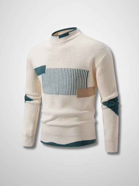 CALEB - Heren patchwork gebreide trui met unieke stijl