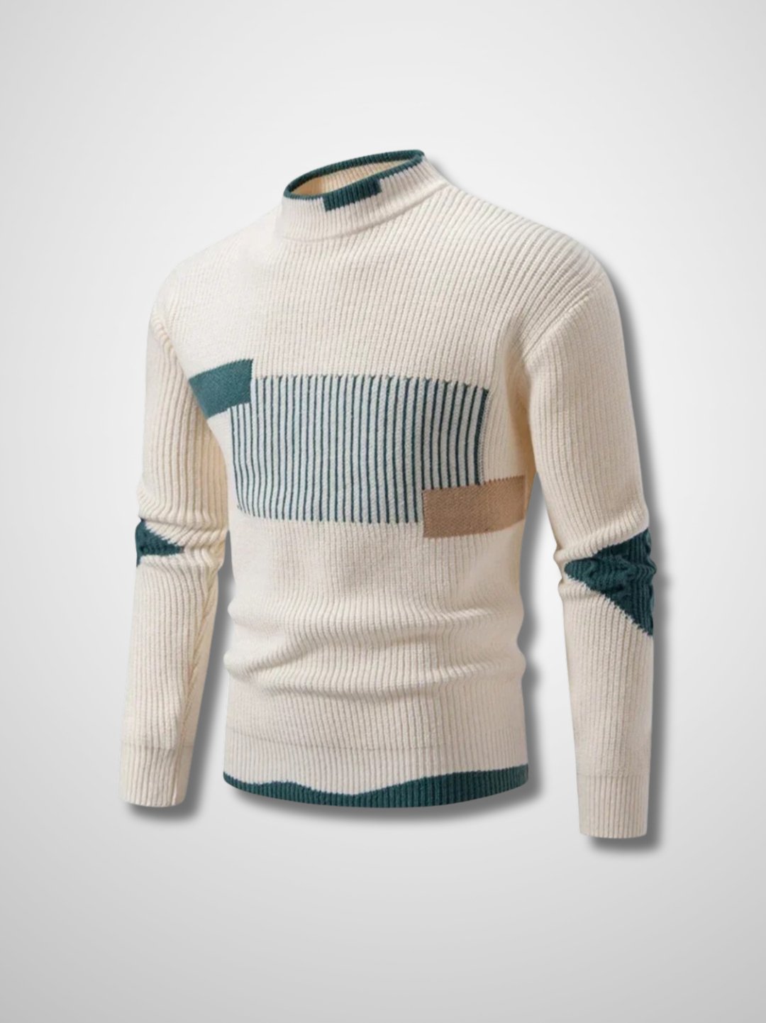 CALEB - Heren patchwork gebreide trui met unieke stijl