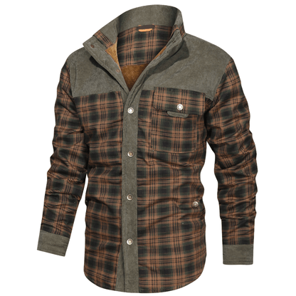 HARRIS - Herenjas met rustieke geruite knoopsluiting en corduroy accenten