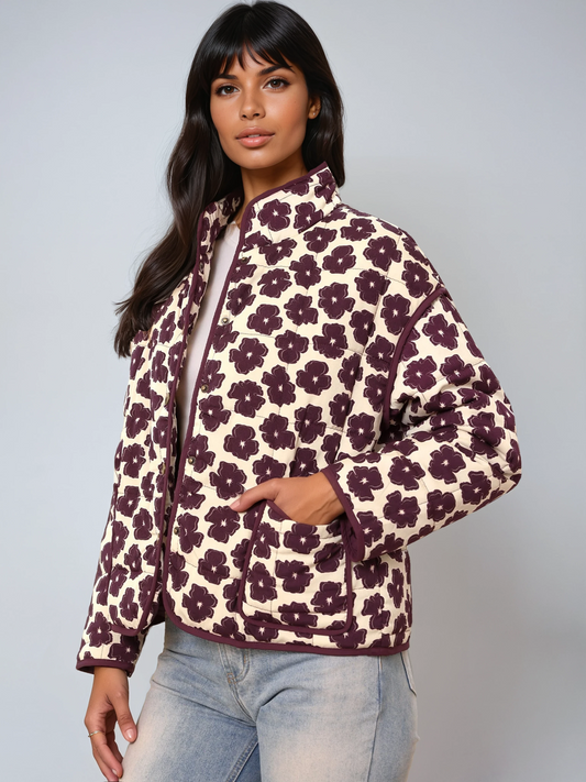 MIRELLE – Dames tussenjas met bloemenprint en knoopsluiting - Glamorix