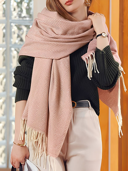 LARA – Dames sjaal met franjes en zachte afwerking - Glamorix