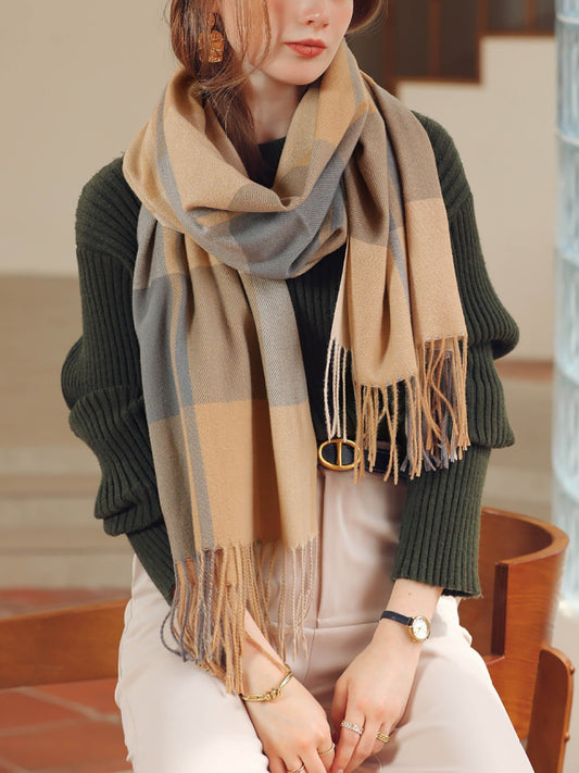 NOËLLE – Geruite dames sjaal met zachte stof en klassieke look - Glamorix