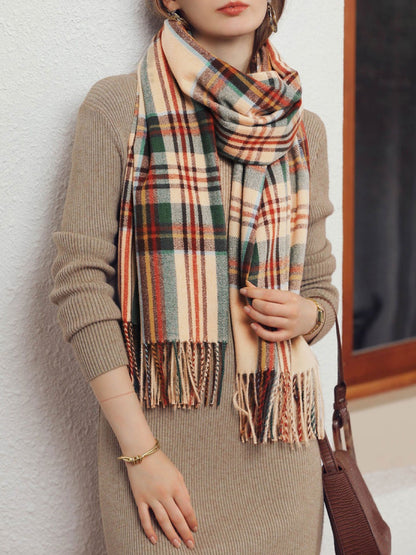 ELORA – Geruite dames sjaal met franjes en zachte touch - Glamorix