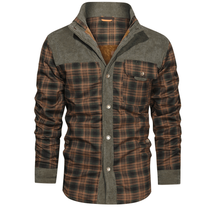 HARRIS - Herenjas met rustieke geruite knoopsluiting en corduroy accenten