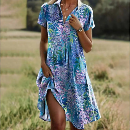 Dames - Zomerjurk - Luchtige Pasvorm - V-hals - Boho Stijl - Glamorix