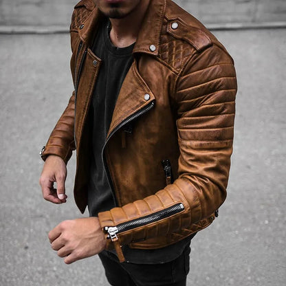 ROMAN - Chaqueta biker de cuero elegante para hombre - Glamorix