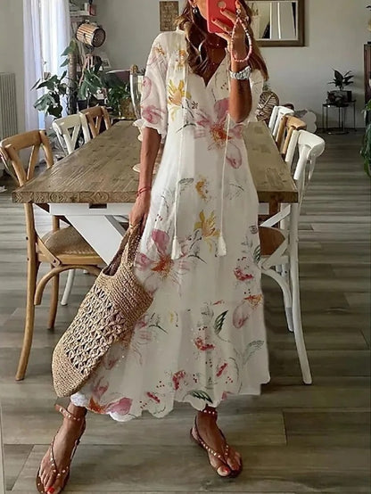 LunaraBloom – Bohemian maxi-jurk met zwierige flair en zomerse vrijheid