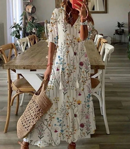 LunaraBloom – Bohemian maxi-jurk met zwierige flair en zomerse vrijheid