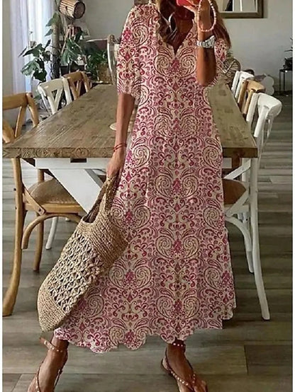 LunaraBloom – Bohemian maxi-jurk met zwierige flair en zomerse vrijheid