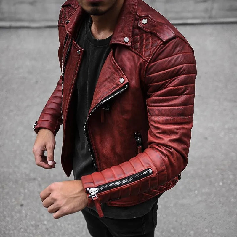 ROMAN - Chaqueta biker de cuero elegante para hombre - Glamorix