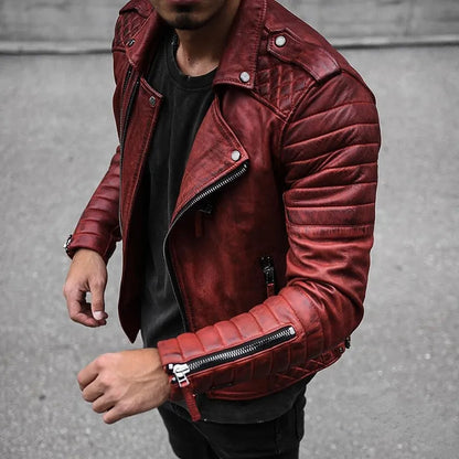 ROMAN - Chaqueta biker de cuero elegante para hombre - Glamorix