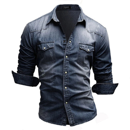 FINLEY - Retro denim overhemd met knoopzakken