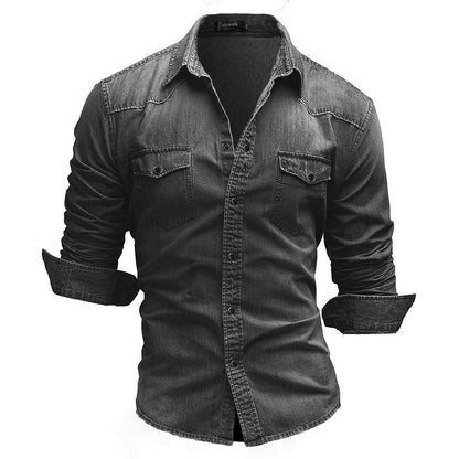 FINLEY - Retro denim overhemd met knoopzakken