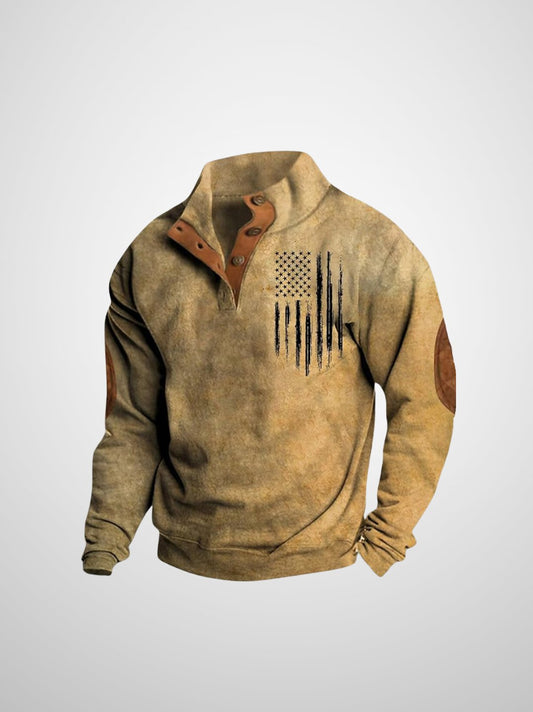 HARRISON - Vintage heren sweatshirt met vlaggenprint