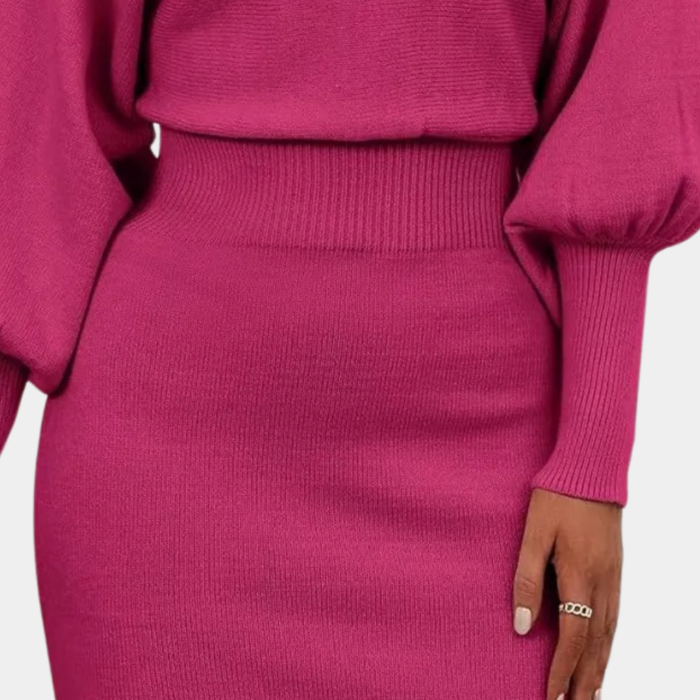 Comfortabele luxe damesjurk met lange mouwen – SERENA SoftElegance - Glamorix