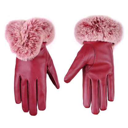 ARABELLA - Luxe leren handschoenen met imitatiebont manchet