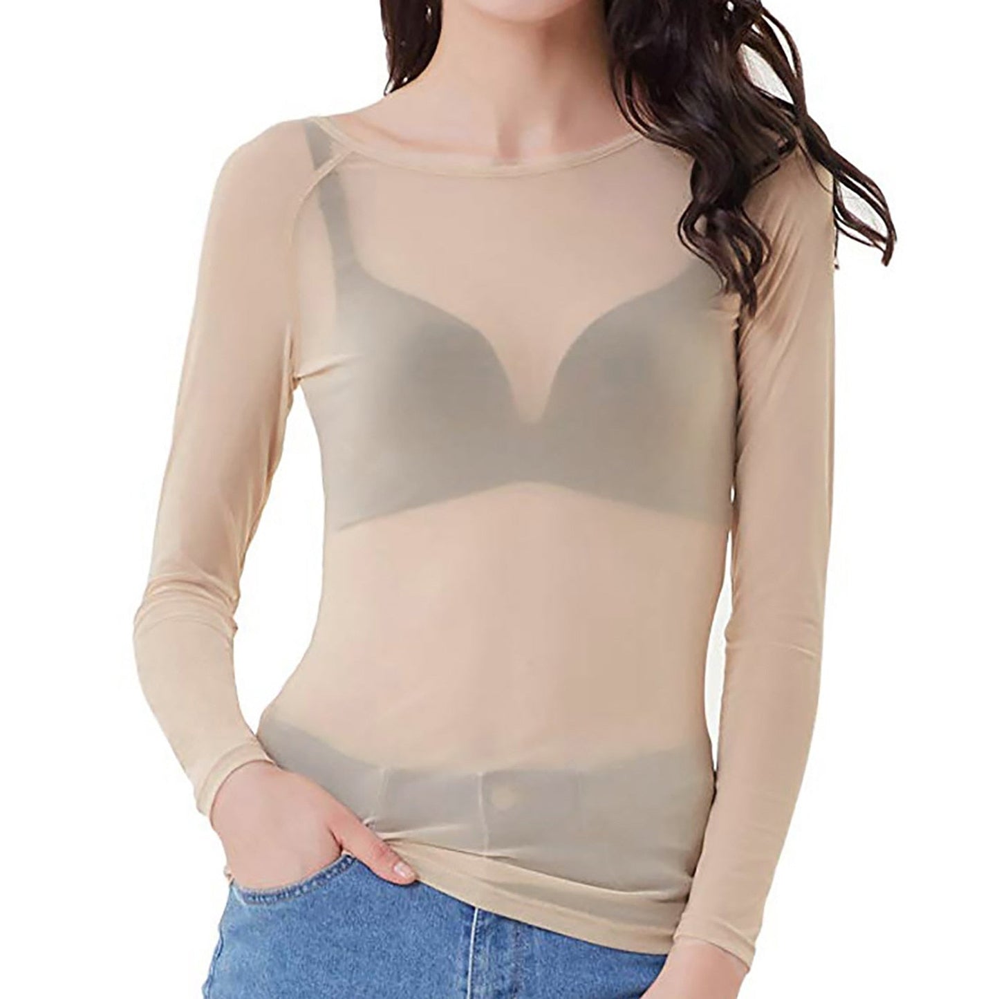 ALLURE MESH – Verleidelijke Doorschijnende Top met Lange Mouwen voor Dames