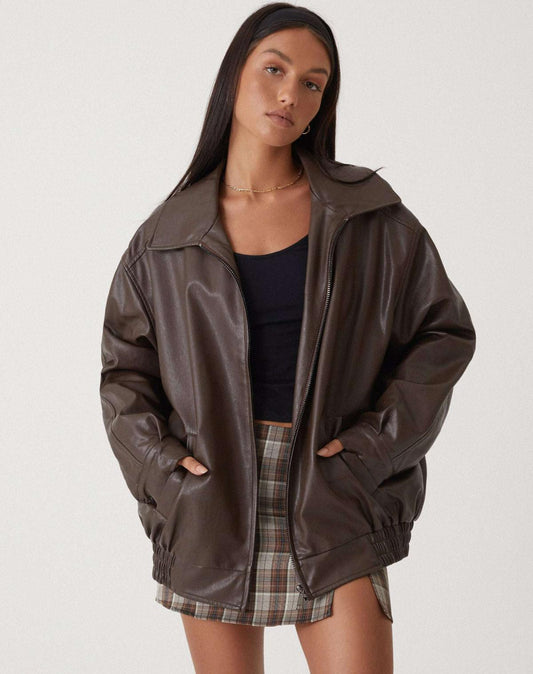 CELINE - Casual oversized leren jack voor vrouwen