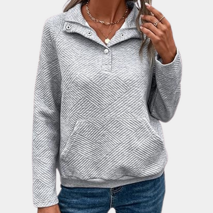 Casual dames sweater met kraag en moderne snit – MAELYS SoftZip - Glamorix