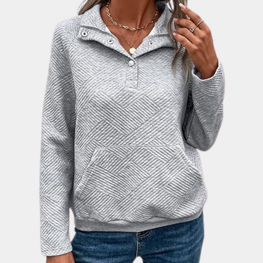 Casual dames sweater met kraag en moderne snit – MAELYS SoftZip - Glamorix