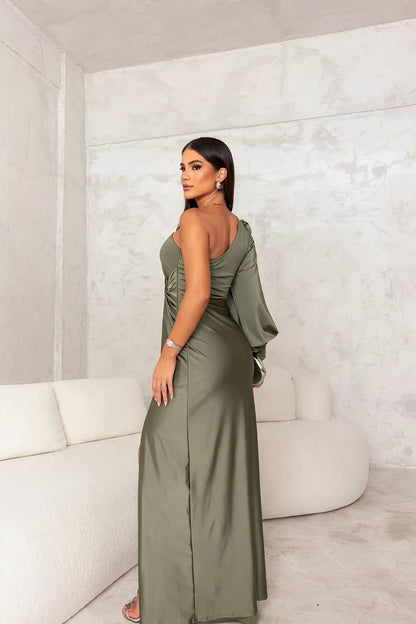 EVELYN - Elegante one-shoulder jurk met gedrapeerde details
