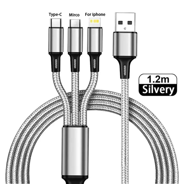 3-in-1 USB Kabel Type-C - Universele Oplaad- en Gegevenskabel voor al je apparaten